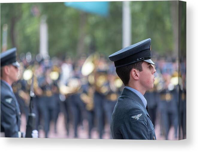 Raf Canvas Print featuring the photograph On parade at RAF 100 by Andrew Lalchan