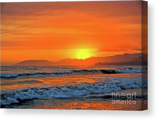Sunset Canvas Print featuring the photograph Orange Sunset by Vivian Krug Cotton