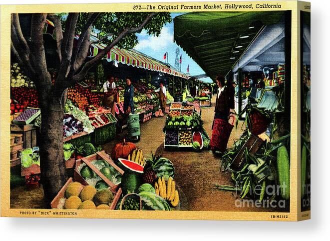 Origina Farmers Market Canvas Print featuring the photograph Original Farmers Market Los Angeles 1940s by Sad Hill - Bizarre Los Angeles Archive