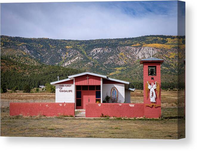 Guadalipita Canvas Print featuring the photograph Our Lady of Guadalupe Church Mora County New Mexico by Mary Lee Dereske