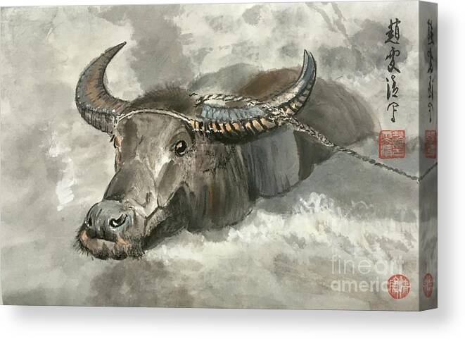 Ox Canvas Print featuring the painting Willing Ox by Carmen Lam