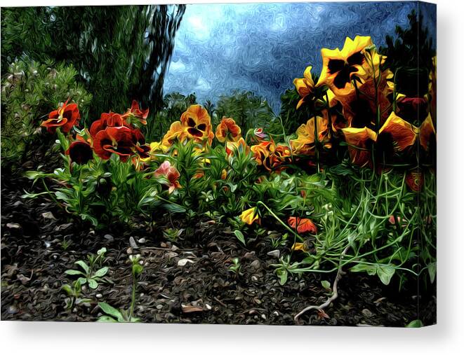 Photo Canvas Print featuring the mixed media Painted Garden by Anthony M Davis