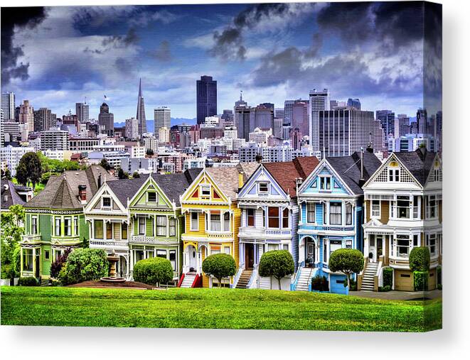 San Francisco Canvas Print featuring the photograph Painted Ladies of San Francisco by Carol Japp