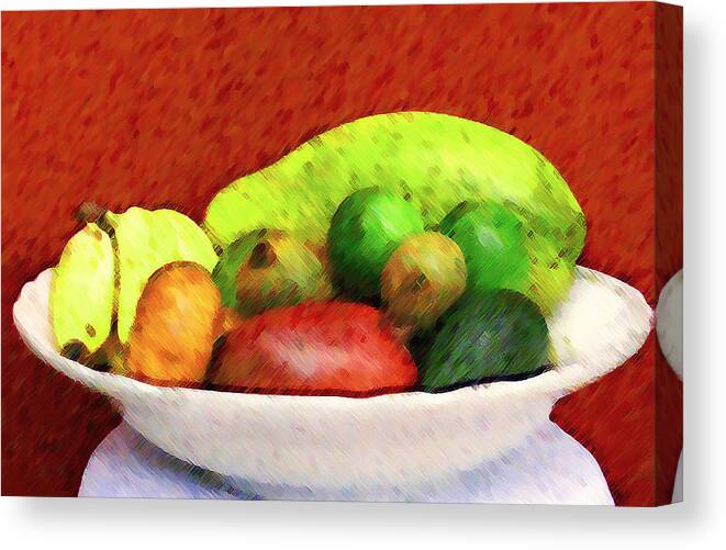 Art Canvas Print featuring the digital art Painting of a Fruit Plate by Miss Pet Sitter
