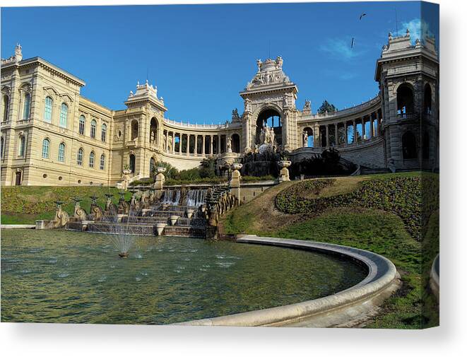 France Canvas Print featuring the photograph Palais Longchamp Central Fountain by Angelo DeVal