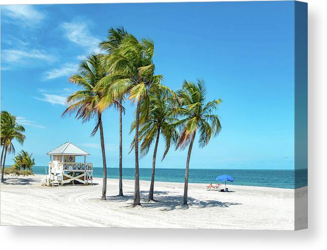 Palm Trees Canvas Print featuring the photograph Palm Trees on the Beach, Key Biscayne, Florida by Beachtown Views