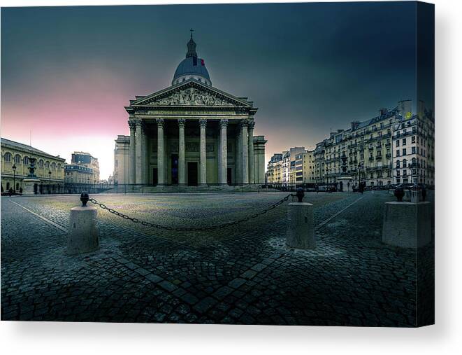 Architecture Canvas Print featuring the photograph Pantheon At Sunrise by Jerome Labouyrie
