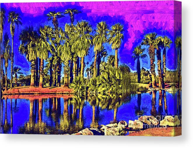 Palm-trees Canvas Print featuring the digital art Papago Palms by Kirt Tisdale
