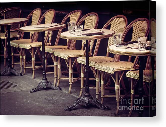 Paris Canvas Print featuring the photograph Paris cafe by Delphimages Paris Photography