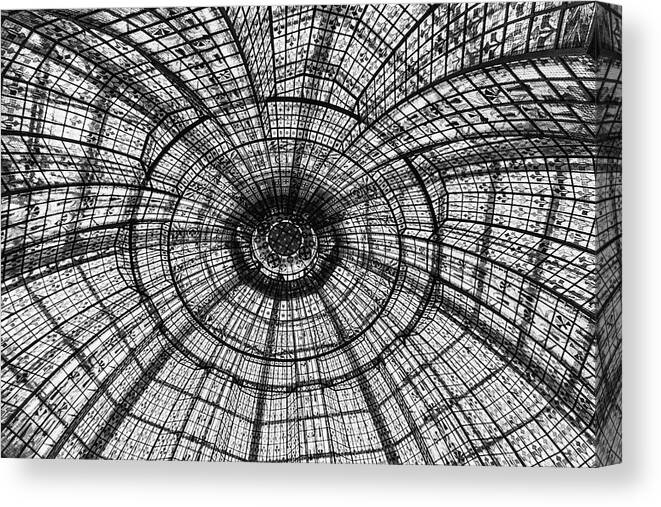 Black And White Canvas Print featuring the photograph Paris Ceilings - Black and White by Melanie Alexandra Price