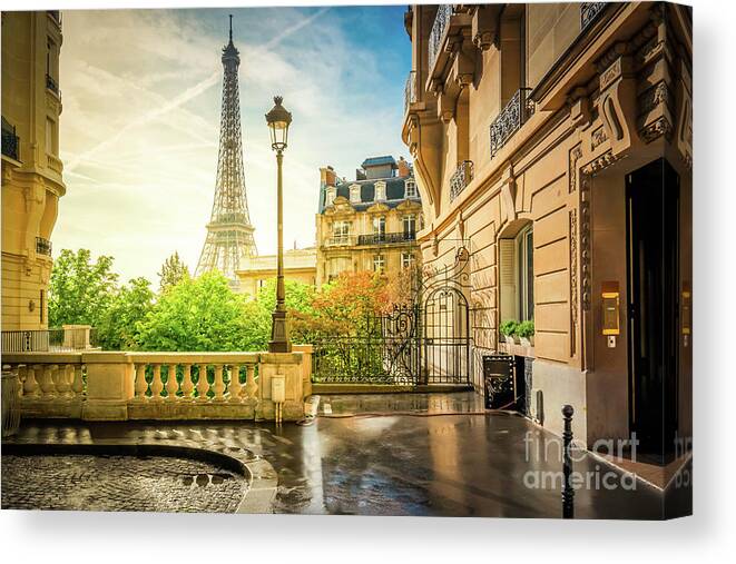 Eiffel Canvas Print featuring the photograph Paris Street by Anastasy Yarmolovich