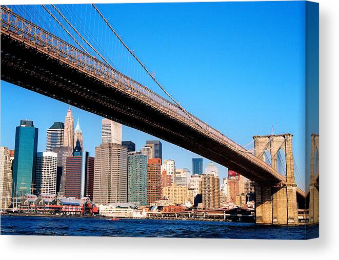 New York Architecture Canvas Print featuring the photograph Brooklyn Bridge by Claude Taylor