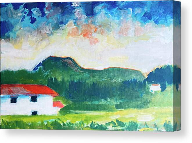 Sky Canvas Print featuring the painting Pasture Land, Ecuador by Suzanne Giuriati Cerny