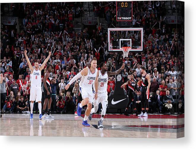 Nba Pro Basketball Canvas Print featuring the photograph Patrick Beverley and Blake Griffin by Sam Forencich