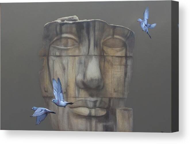 Realism Canvas Print featuring the painting Peaceful Face by Zusheng Yu