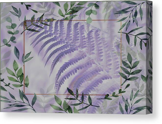 Fall Canvas Print featuring the digital art Peaceful Nature Art in Lacy Ferns by Debra and Dave Vanderlaan