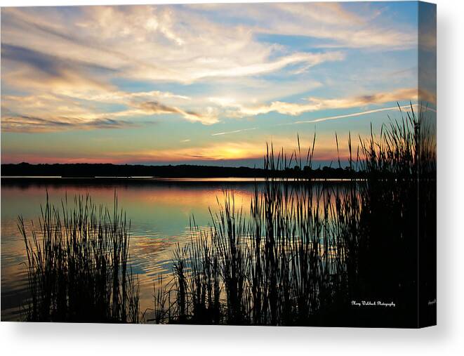 Lake Sunset Canvas Print featuring the photograph Peaceful Sunset by Mary Walchuck