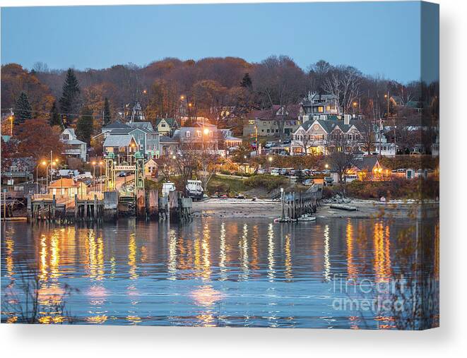 Buildings Canvas Print featuring the photograph Peaks from House Island by Benjamin Williamson