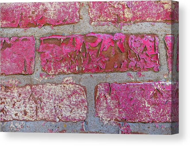 Peeling Paint Red Bricks Wilmington Canvas Print featuring the photograph Peeling paint in Wilmington, Illinois by David Morehead