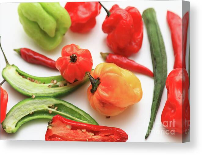 Food Peppers Canvas Print featuring the photograph Pepper Mix by Baggieoldboy