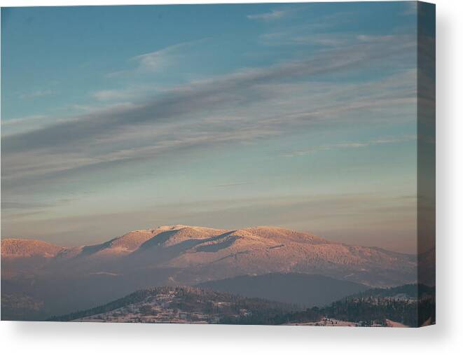Ochodzita Canvas Print featuring the photograph Perfect winter morning in Poland by Vaclav Sonnek
