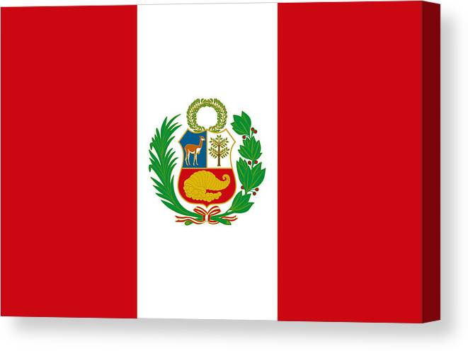 Peruvian Flag Canvas Print featuring the drawing Peruvian flag by Veronaa