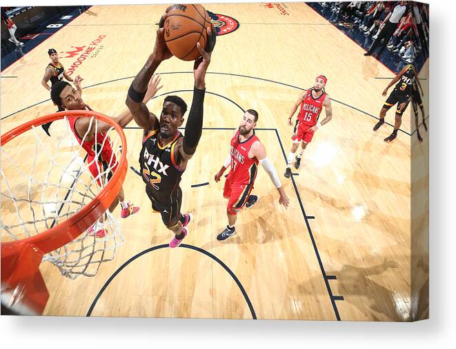 Deandre Ayton Canvas Print featuring the photograph Phoenix Suns v New Orleans Pelicans by Ned Dishman