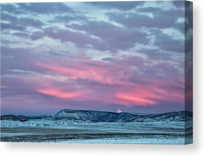 Lone Cone Mountain Canvas Print featuring the photograph Pink Peak Peeking by Denise Bush