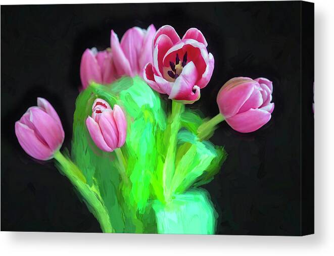 Tulips Canvas Print featuring the photograph Pink Tulips Pink Impression X1043 by Rich Franco