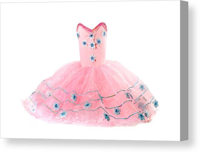 White Background Canvas Print featuring the photograph Pink tutu costume by Vasiliki