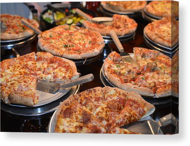 Pepperoni Pizza Canvas Print featuring the photograph Pizza Buffet by Kortemeyer