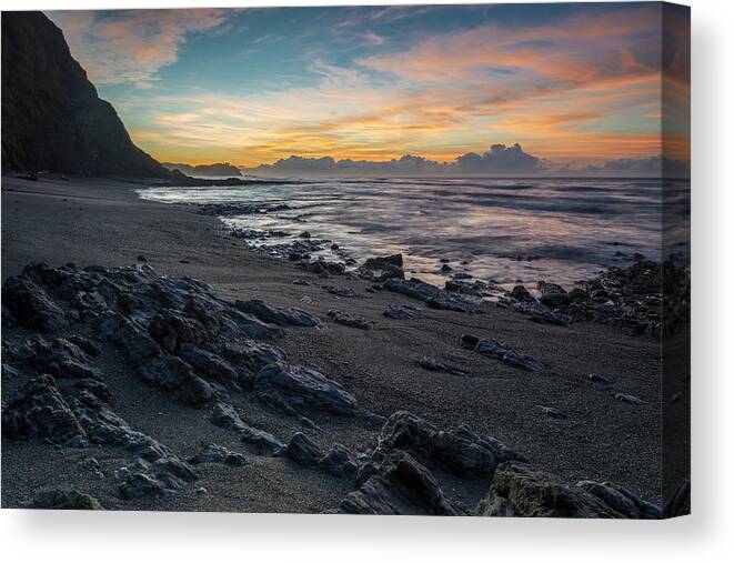 Central America Canvas Print featuring the photograph Playa Escondida at sunrise-Samara-Costa Rica by Henri Leduc