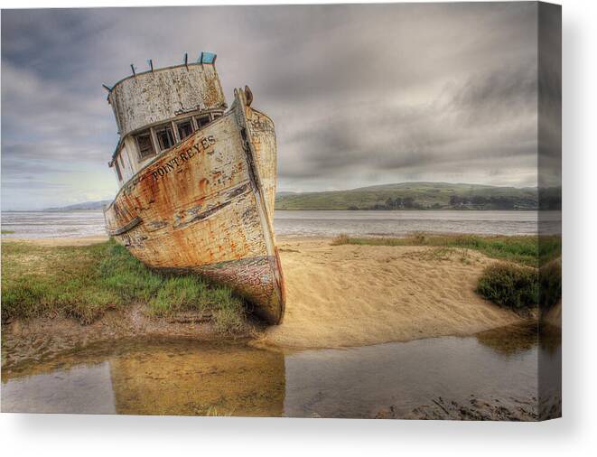 Shipwreck Canvas Print featuring the photograph Point Reyes Boat by Rick Strobaugh