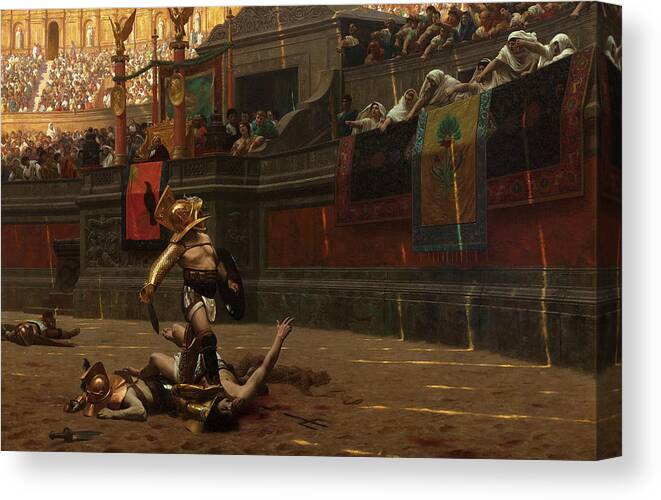Jean-leon Gerome Canvas Print featuring the painting Pollice Verso, Thumbs Down, 1872 by Jean-Leon Gerome
