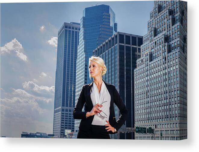 Young Canvas Print featuring the photograph Portrait of Young Businesswoman in New York City by Alexander Image
