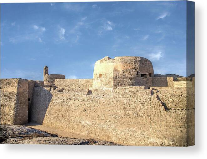 Bahrain Canvas Print featuring the photograph Portuguese fort by Gaye Bentham