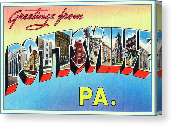 Pottsville Canvas Print featuring the photograph Pottsville Pennsylvania Retro Vintage Travel by Carol Japp