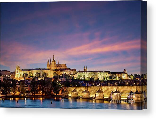 Prague Canvas Print featuring the photograph Prague castle by Delphimages Photo Creations