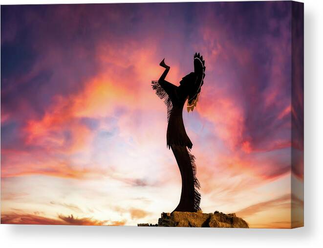 Wichita Canvas Print featuring the photograph Prayer at Sunset by James Barber