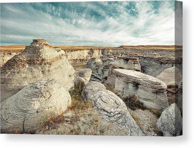Badlands Canvas Print featuring the photograph Prehistoric Landscape by Todd Klassy