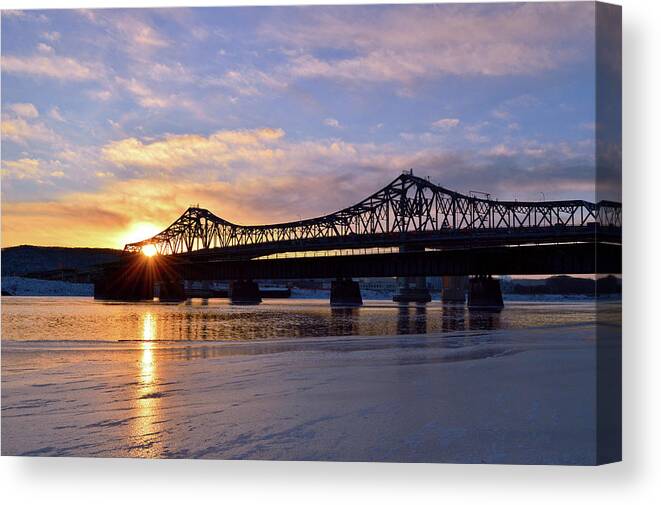 Sunset In Winona Canvas Print featuring the photograph Purple and Gold by Susie Loechler