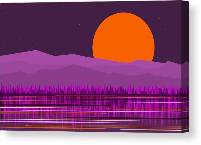 Purple In The Moonlight Canvas Print featuring the digital art Purple in the Moonlight by Val Arie