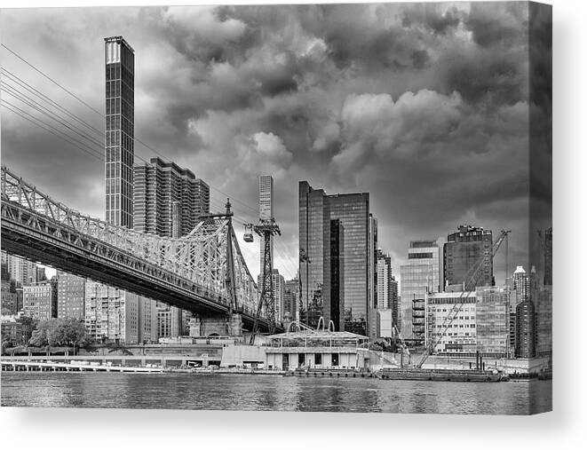 Photosbycate Canvas Print featuring the photograph Queensboro Bridge and Clouds by Cate Franklyn