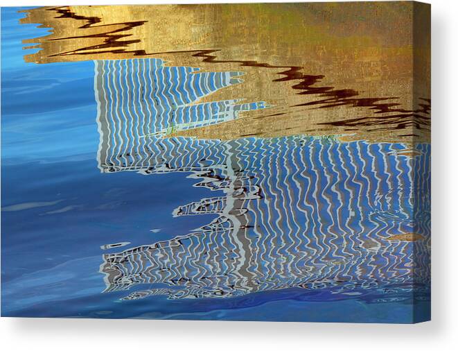 Frailing Canvas Print featuring the photograph Railing Reflection at the Pier by Mitch Spence