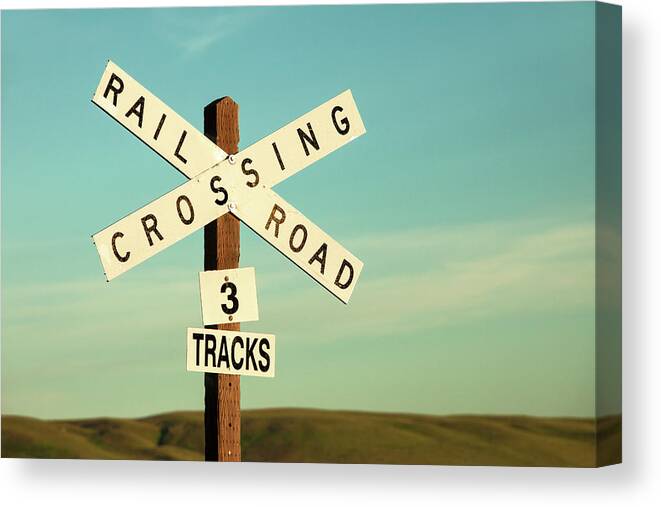 Railroad Crossing Canvas Print featuring the photograph Railroad Crossing by Todd Klassy