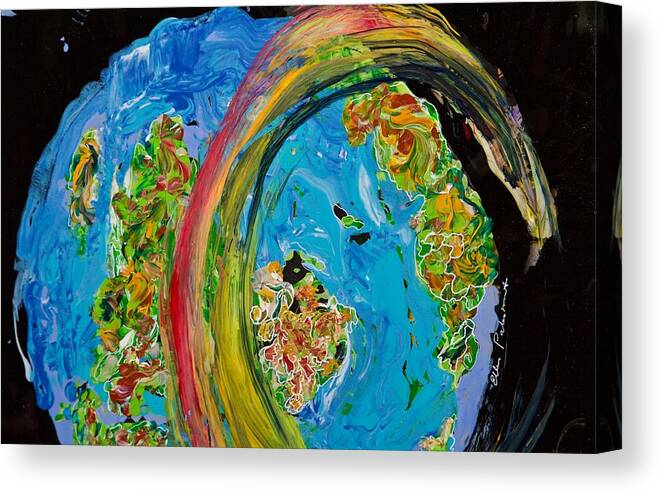 Wall Art Canvas Print featuring the painting Rainbow Halo by Ellen Palestrant