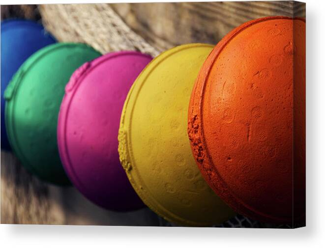Buoys Canvas Print featuring the photograph Rainbow by Melissa Southern
