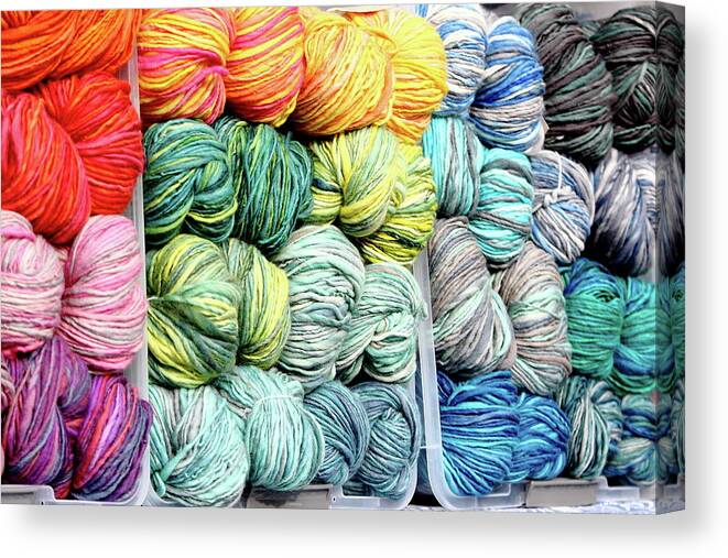 Yarn Canvas Print featuring the photograph Rainbow Of Color by Lens Art Photography By Larry Trager