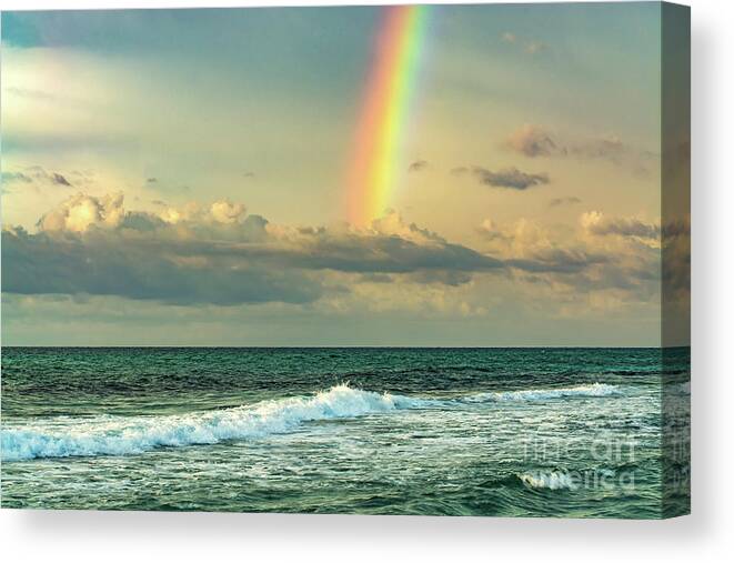Rainbow Canvas Print featuring the photograph Rainbow Waves, Pensacola Beach, Florida by Beachtown Views