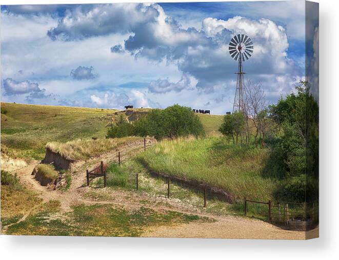 Nebraska Sandhills Canvas Print featuring the photograph Ranching in the Sandhills by Susan Rissi Tregoning